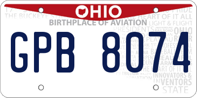 OH license plate GPB8074