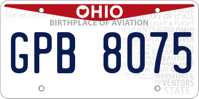 OH license plate GPB8075