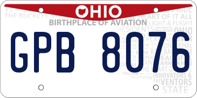 OH license plate GPB8076