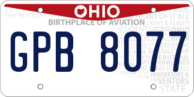 OH license plate GPB8077