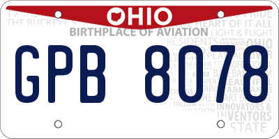 OH license plate GPB8078