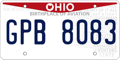 OH license plate GPB8083