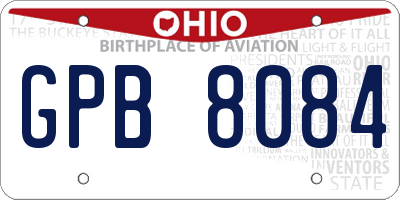 OH license plate GPB8084
