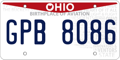 OH license plate GPB8086