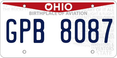 OH license plate GPB8087