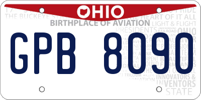OH license plate GPB8090