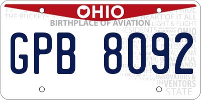 OH license plate GPB8092