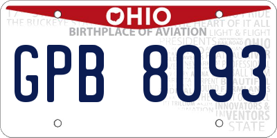 OH license plate GPB8093