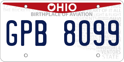 OH license plate GPB8099