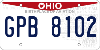 OH license plate GPB8102