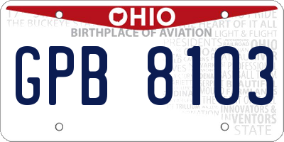 OH license plate GPB8103