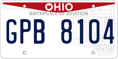 OH license plate GPB8104