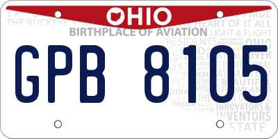 OH license plate GPB8105