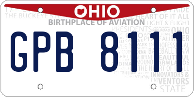 OH license plate GPB8111