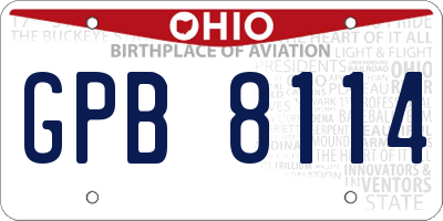 OH license plate GPB8114