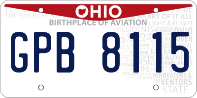 OH license plate GPB8115
