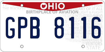 OH license plate GPB8116