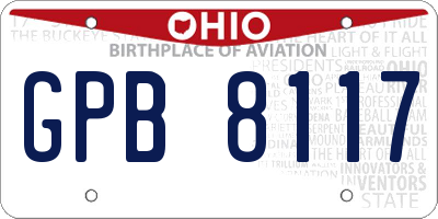 OH license plate GPB8117