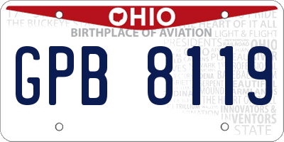 OH license plate GPB8119