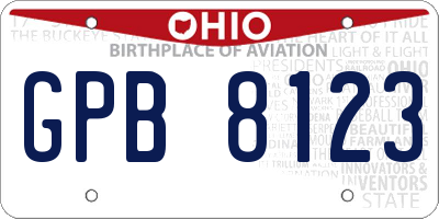 OH license plate GPB8123