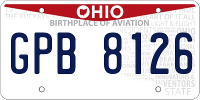 OH license plate GPB8126