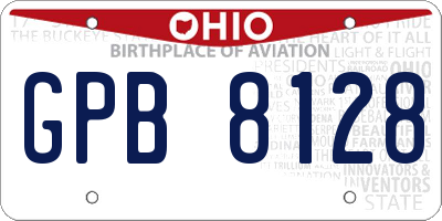 OH license plate GPB8128