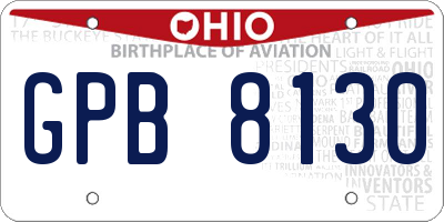 OH license plate GPB8130