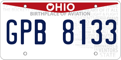 OH license plate GPB8133