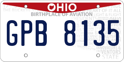 OH license plate GPB8135