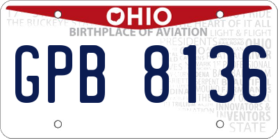 OH license plate GPB8136