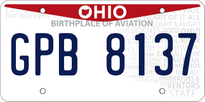 OH license plate GPB8137