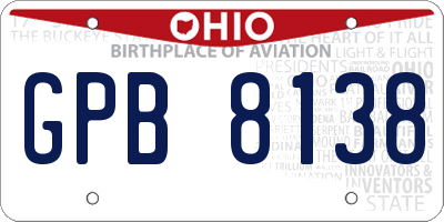 OH license plate GPB8138