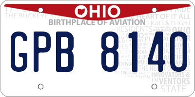 OH license plate GPB8140