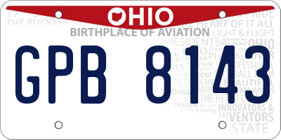 OH license plate GPB8143