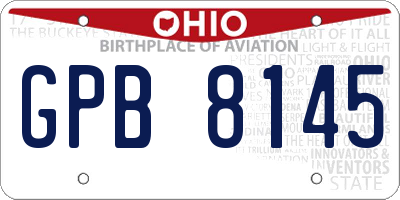 OH license plate GPB8145