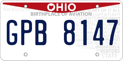 OH license plate GPB8147