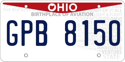 OH license plate GPB8150
