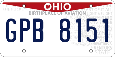 OH license plate GPB8151