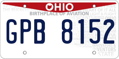 OH license plate GPB8152