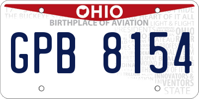 OH license plate GPB8154