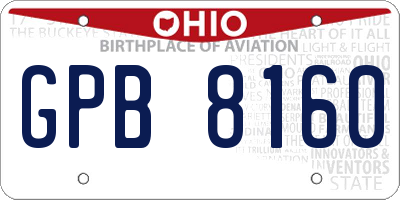OH license plate GPB8160