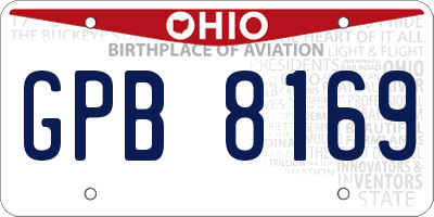 OH license plate GPB8169