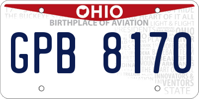 OH license plate GPB8170