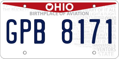 OH license plate GPB8171