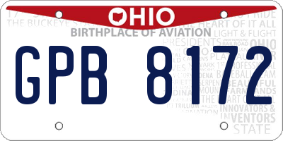 OH license plate GPB8172