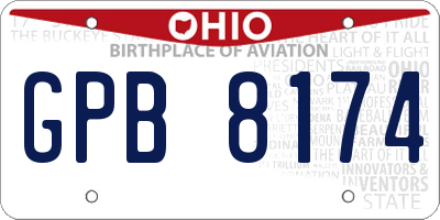 OH license plate GPB8174