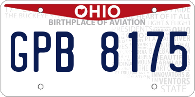 OH license plate GPB8175