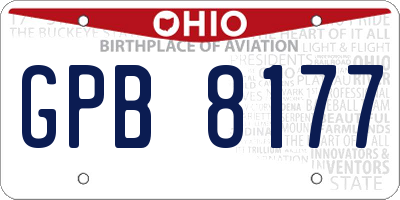 OH license plate GPB8177