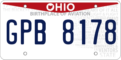 OH license plate GPB8178