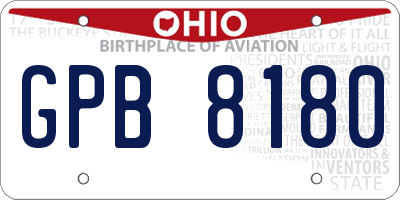 OH license plate GPB8180